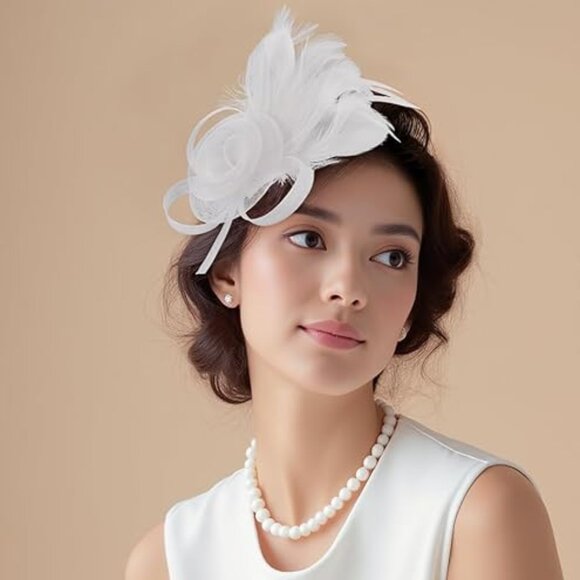 Cocktail Flower Mesh Hat and Gloves 2Pcs - Picture 3 of 6